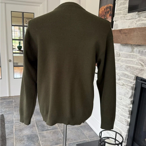 Zara Men’s Basic Olive Green Crew Neck Pullover Sweater Size M - Picture 5 of 7